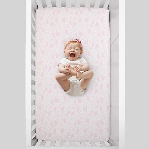 ملاءة سرير أطفال ملائمة فائقة النعومة باللون الوردي من Carter's Dinosaur Princess، مقاس 52 × 28 بوصة (عبوة من قطعة واحدة) in Kuwait