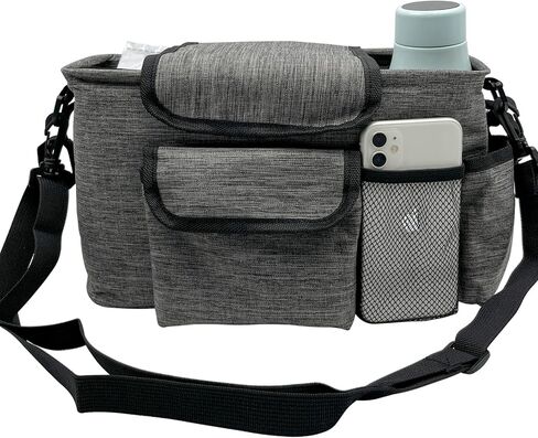 حقيبة تنظيم عربة الأطفال من ديزومو، مساحة كبيرة مع حاملي أكواب، جيوب متعددة بسحاب، تجهيزات خطافية أمان غير قابلة للانزلاق تناسب معظم عربات الأطفال in Kuwait