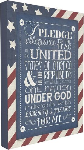 ذا كيدز رووم باي ستيبول لوحة جدارية مستطيلة الشكل بتصميم عبارة "Pledge Of Allegiance With American Flag America"، مقاس 11 × 0.5 × 15، صنعت بفخر في الولايات المتحدة الأمريكية in Kuwait