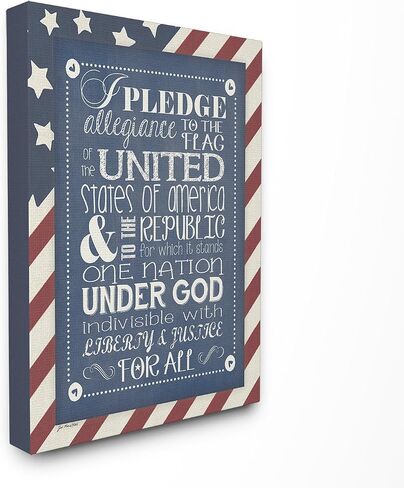 ذا كيدز رووم باي ستيبول لوحة جدارية مستطيلة الشكل بتصميم عبارة "Pledge Of Allegiance With American Flag America"، مقاس 11 × 0.5 × 15، صنعت بفخر في الولايات المتحدة الأمريكية in Kuwait