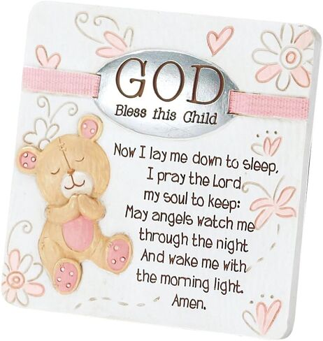 Dicksons Baby Bear God Bless This Child Tabletop/Wall Plaque for Girl, White in Saudi Arabia