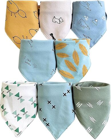 Halilo Baby Bibs 8 Pack Baby Bandana Drool Bibs For Boys And Girls 100% Cotton 8 Colors Set For Teething And Drooling in Saudi Arabia