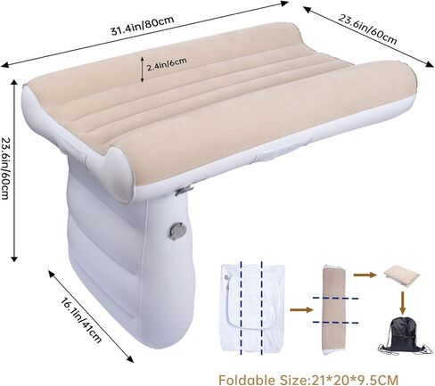 MiiDD Inflatable Airplane Kids Bed-Toddler Travel Bed,Airplane Bed for Toddler,Baby Travel Bed,Inflatable Car Baby Travel Bed,Kids Baby Seat Extender with Hand Pump Seat Belt and Carry Bag(Blue) in Kuwait