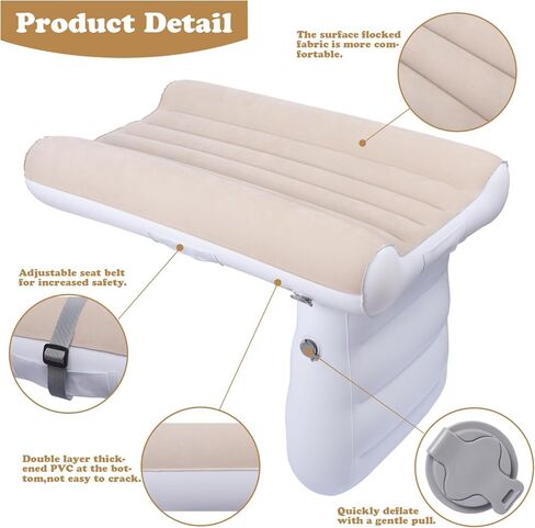 MiiDD Inflatable Airplane Kids Bed-Toddler Travel Bed,Airplane Bed for Toddler,Baby Travel Bed,Inflatable Car Baby Travel Bed,Kids Baby Seat Extender with Hand Pump Seat Belt and Carry Bag(Blue) in Kuwait