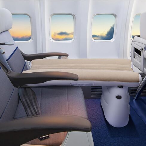 MiiDD Inflatable Airplane Kids Bed-Toddler Travel Bed,Airplane Bed for Toddler,Baby Travel Bed,Inflatable Car Baby Travel Bed,Kids Baby Seat Extender with Hand Pump Seat Belt and Carry Bag(Blue) in Kuwait