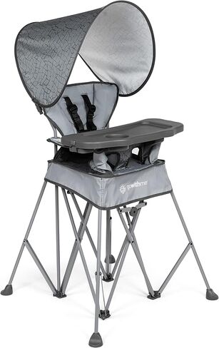 Baby Delight Go with Me Uplift Deluxe Portable High Chair, Blue Wave | Indoor & Outdoor, Removable Sun Canopy, Removable 5-Point Harness & Tray, Cup Holder, Travel Bag Included in Saudi Arabia