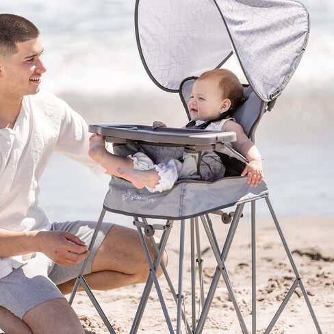 Baby Delight Go with Me Uplift Deluxe Portable High Chair, Blue Wave | Indoor & Outdoor, Removable Sun Canopy, Removable 5-Point Harness & Tray, Cup Holder, Travel Bag Included in Saudi Arabia