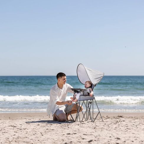 Baby Delight Go with Me Uplift Deluxe Portable High Chair, Blue Wave | Indoor & Outdoor, Removable Sun Canopy, Removable 5-Point Harness & Tray, Cup Holder, Travel Bag Included in Saudi Arabia