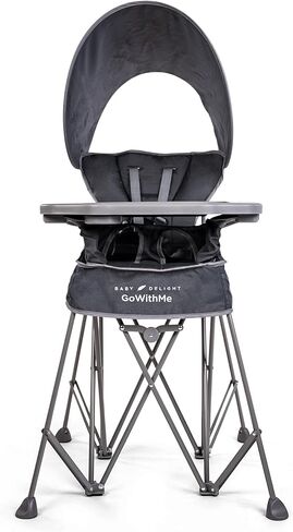 Baby Delight Go with Me Uplift Deluxe Portable High Chair, Blue Wave | Indoor & Outdoor, Removable Sun Canopy, Removable 5-Point Harness & Tray, Cup Holder, Travel Bag Included in Saudi Arabia