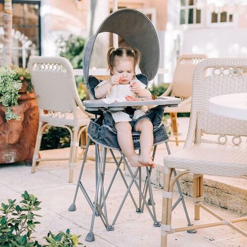 Baby Delight Go with Me Uplift Deluxe Portable High Chair, Blue Wave | Indoor & Outdoor, Removable Sun Canopy, Removable 5-Point Harness & Tray, Cup Holder, Travel Bag Included in Saudi Arabia