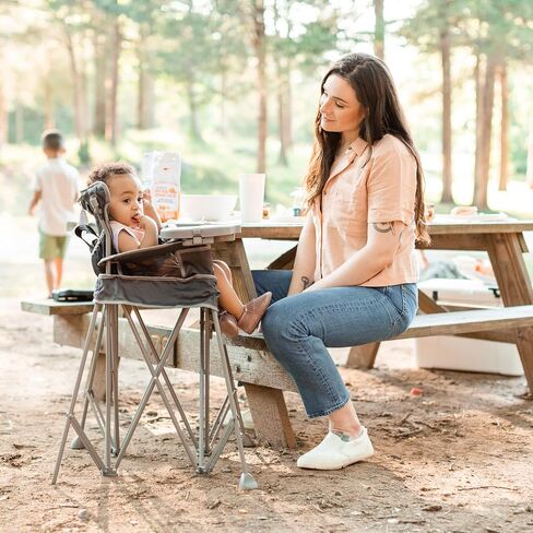 Baby Delight Go with Me Uplift Deluxe Portable High Chair, Blue Wave | Indoor & Outdoor, Removable Sun Canopy, Removable 5-Point Harness & Tray, Cup Holder, Travel Bag Included in Saudi Arabia