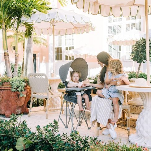 Baby Delight Go with Me Uplift Deluxe Portable High Chair, Blue Wave | Indoor & Outdoor, Removable Sun Canopy, Removable 5-Point Harness & Tray, Cup Holder, Travel Bag Included in Saudi Arabia