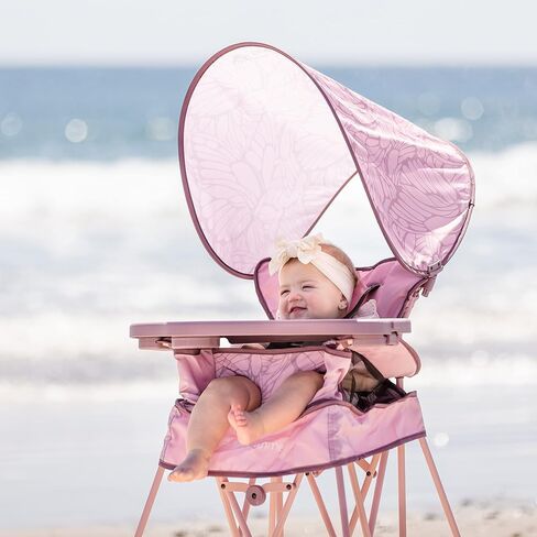 Baby Delight Go with Me Uplift Deluxe Portable High Chair, Blue Wave | Indoor & Outdoor, Removable Sun Canopy, Removable 5-Point Harness & Tray, Cup Holder, Travel Bag Included in Saudi Arabia