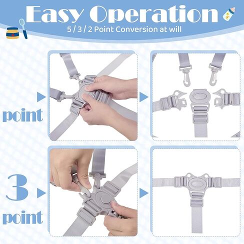 2 Pieces High Chair Replacement Straps Highchair Cover 5 Point Harness High Chair Straps Baby High Chair Straps for Stroller Pushchair Pram Buggy in Saudi Arabia