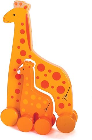 Big & Little Giraffe Push Toy by Jack Rabbit Creations- 2 in 1 Wooden Animal Rollers- Pull STEM Toys for Toddlers Develops Coordination and Fine Motor Skills- Ages 18 Months+ in Saudi Arabia