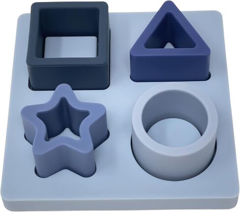 شركة BraveJusticeKidsCo. التعليم المبكر سيليكون لغز الطفل | مكعبات بناء ألعاب للأطفال الصغار (أزرق) in Kuwait