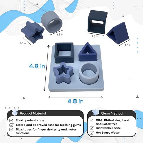 شركة BraveJusticeKidsCo. التعليم المبكر سيليكون لغز الطفل | مكعبات بناء ألعاب للأطفال الصغار (أزرق) in Kuwait
