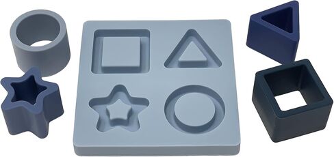 شركة BraveJusticeKidsCo. التعليم المبكر سيليكون لغز الطفل | مكعبات بناء ألعاب للأطفال الصغار (أزرق) in Kuwait