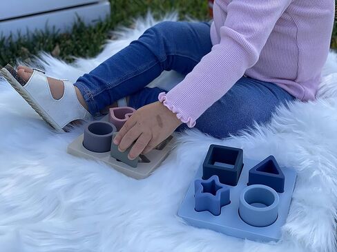 شركة BraveJusticeKidsCo. التعليم المبكر سيليكون لغز الطفل | مكعبات بناء ألعاب للأطفال الصغار (أزرق) in Kuwait