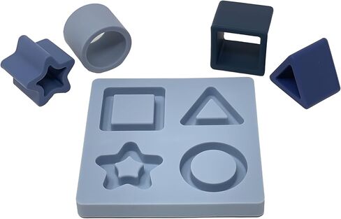 شركة BraveJusticeKidsCo. التعليم المبكر سيليكون لغز الطفل | مكعبات بناء ألعاب للأطفال الصغار (أزرق) in Kuwait