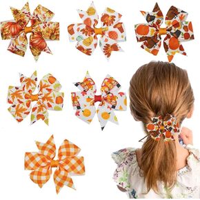 6 Pieces Fall Thanksgiving Hair Bow Clips Autumn Maple Leaf Turkey Hair Clips Alligator Bow Hair Accessories Fall Theme Party Cute Bowknot Hairpins Boutique Barrette for Baby Girl Toddler Hair Styling in Kuwait