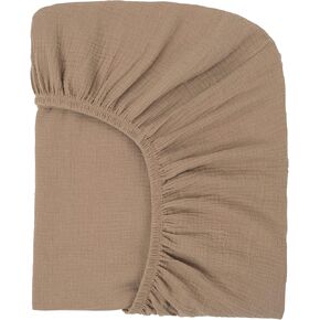 100% Organic Cotton Muslin Fitted Crib Sheet - Fits Standard Crib and Toddler Bed Mattress Size - Fawn Brown - Nora's Nursery