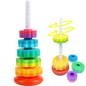 LUIBOSAI Rainbow Spinning Toy, Stacking Toys for Toddlers 1-3, Educational Montessori Toys, Developmental Baby & Toddler Toys, Autism Sensory Toys for Toddlers 1-3, Gifts for one Year Old Girl boy in Saudi Arabia