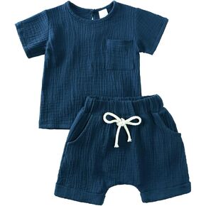 MYGBCPJS Baby Boys Girls 2Pcs Tops +Bloomer Shorts Cotton Short Sleeve Outfit Set