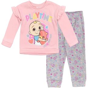 CoComelon JJ Baby Girls Pullover Fleece Sweatshirt and Pants Set Infant to Toddler