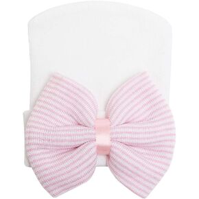Zando Hospital Newborn Hat Girl with Bow Infant Baby Beanie First Photos | Stretch-cotton knit hats for newborn girls, hospital bags, coming home, nursery, sleep, photos, and baby shower gifts. in Saudi Arabia