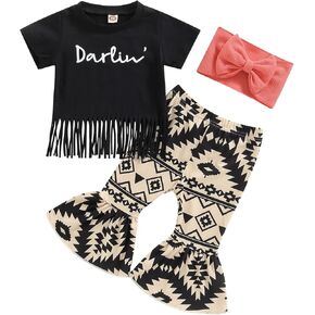 wybzd Toddler Baby Girl Easter Outfit Bunny Rabbit Short Sleeve T-shirt Tops Bell-Bottom Flared Pants Sets Clothes