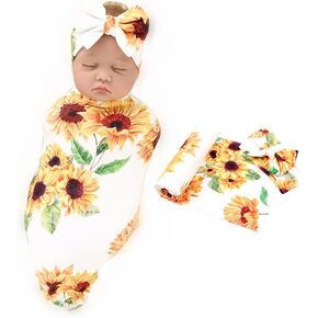 Galabloomer Newborn Receiving Blanket Headband Set Baby Flower Swaddle in Saudi Arabia