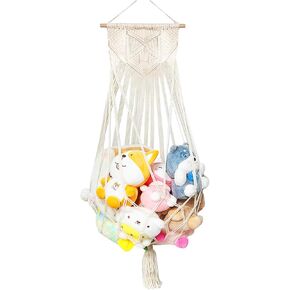 Foxtell Stuffed Animal Macrame Hammock or Net Wall Hanging Plushy Toy Organizer for Nursery Room, Toy Hammock for Stuffed Animals Boho Hanging Net for Kids in Kuwait