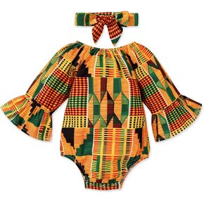 YOUNGER TREE African Baby Clothes Girl Dashiki Ankara Outfit Set in Saudi Arabia