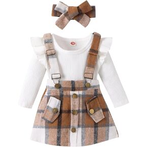 ITFABS Toddler Baby Girl Clothes Summer Outfits Ribbed Romper Suspender Plaid Skirt Dress 6 12 18M 2 3 4T Baby Clothes Girl