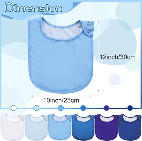Janmercy 6 Pcs Special Needs Baby Drool Bibs Adjustable Cotton Bibs Feeding Bandana Bibs for Baby Boy Cotton Snap Button Bib Set for Boys Girls Newborn Unisex Plain Colors (Blue Series) in Saudi Arabia