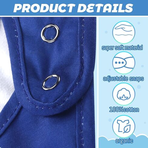 Janmercy 6 Pcs Special Needs Baby Drool Bibs Adjustable Cotton Bibs Feeding Bandana Bibs for Baby Boy Cotton Snap Button Bib Set for Boys Girls Newborn Unisex Plain Colors (Blue Series) in Saudi Arabia