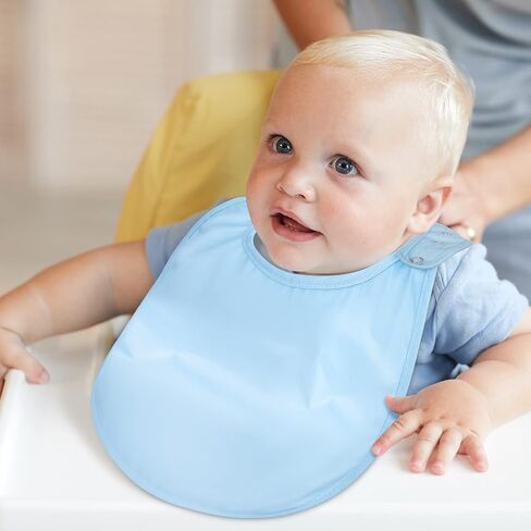 Janmercy 6 Pcs Special Needs Baby Drool Bibs Adjustable Cotton Bibs Feeding Bandana Bibs for Baby Boy Cotton Snap Button Bib Set for Boys Girls Newborn Unisex Plain Colors (Blue Series) in Saudi Arabia