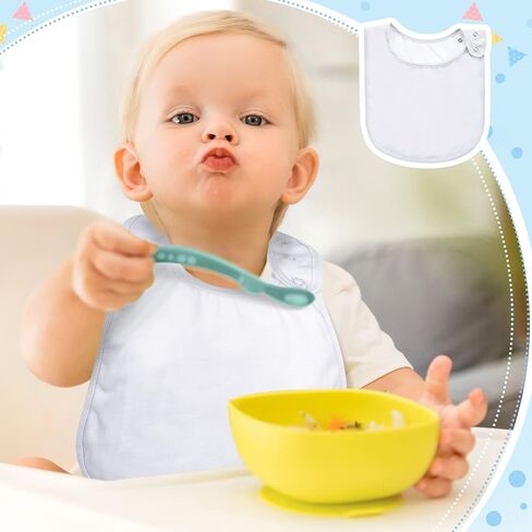 Janmercy 6 Pcs Special Needs Baby Drool Bibs Adjustable Cotton Bibs Feeding Bandana Bibs for Baby Boy Cotton Snap Button Bib Set for Boys Girls Newborn Unisex Plain Colors (Blue Series) in Saudi Arabia