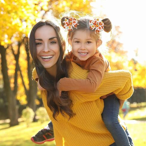 6 Pieces Fall Thanksgiving Hair Bow Clips Autumn Maple Leaf Turkey Hair Clips Alligator Bow Hair Accessories Fall Theme Party Cute Bowknot Hairpins Boutique Barrette for Baby Girl Toddler Hair Styling in Kuwait