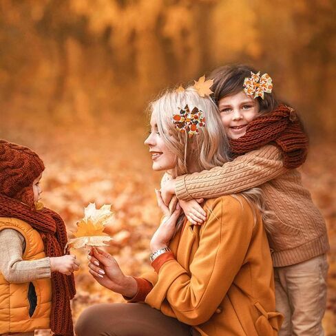6 Pieces Fall Thanksgiving Hair Bow Clips Autumn Maple Leaf Turkey Hair Clips Alligator Bow Hair Accessories Fall Theme Party Cute Bowknot Hairpins Boutique Barrette for Baby Girl Toddler Hair Styling in Kuwait