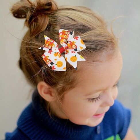 6 Pieces Fall Thanksgiving Hair Bow Clips Autumn Maple Leaf Turkey Hair Clips Alligator Bow Hair Accessories Fall Theme Party Cute Bowknot Hairpins Boutique Barrette for Baby Girl Toddler Hair Styling in Kuwait