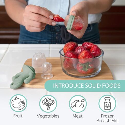 Little Twig Baby Fruit Feeder Pacifier & Teether Set – Silicone Baby Food Feeder with Freezer Tray, BPA Free Teething Toy for Infants, Breast Milk Pops, Fruit & Puree Feeder, Baby Led Weaning Kit in Saudi Arabia
