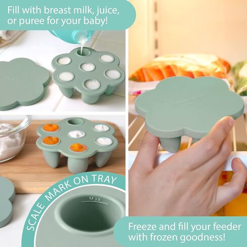 Little Twig Baby Fruit Feeder Pacifier & Teether Set – Silicone Baby Food Feeder with Freezer Tray, BPA Free Teething Toy for Infants, Breast Milk Pops, Fruit & Puree Feeder, Baby Led Weaning Kit in Saudi Arabia