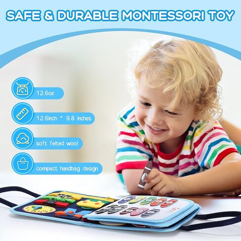 TESSGO Busy Board for 1 2 3 4 Year Old Toddlers, Travel Montessori Toys Educational Activity Sensory Board for Boys & Girls Gift in Kuwait