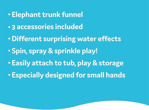 Yookidoo Elephant Trunk Funnel Baby Bath Toy - FunEleFun Fill ‘N’ Sprinkle - Fun and Imaginative Play with 3 Interchangeable Trunk Accessories for Ages 18m+ (Grey) in Kuwait