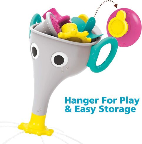 Yookidoo Elephant Trunk Funnel Baby Bath Toy - FunEleFun Fill ‘N’ Sprinkle - Fun and Imaginative Play with 3 Interchangeable Trunk Accessories for Ages 18m+ (Grey) in Kuwait