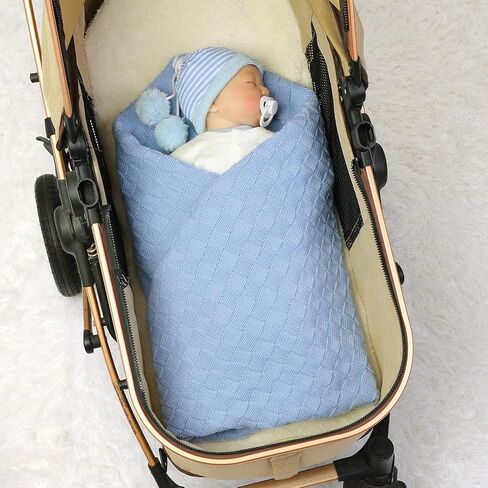 LAWKUL Knit Baby Blanket for Girls Boys - Sage Green, 30x40 Inch | Soft Crochet, Newborn Neutral, Crib Receiving, Nursery Swaddling, Infant Toddler Unisex in Kuwait