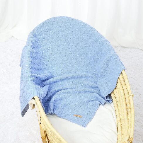 LAWKUL Knit Baby Blanket for Girls Boys - Sage Green, 30x40 Inch | Soft Crochet, Newborn Neutral, Crib Receiving, Nursery Swaddling, Infant Toddler Unisex in Kuwait