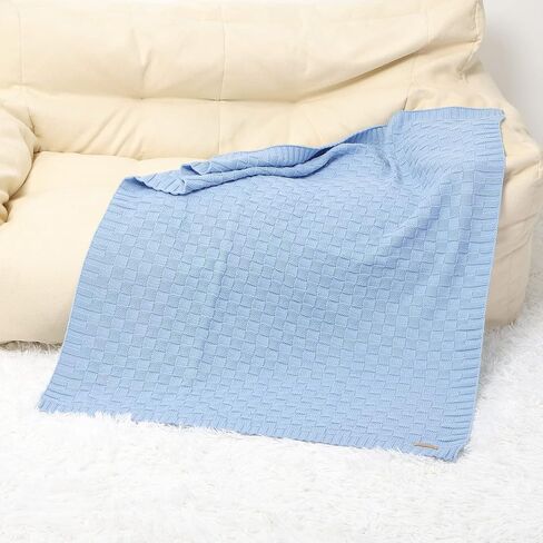 LAWKUL Knit Baby Blanket for Girls Boys - Sage Green, 30x40 Inch | Soft Crochet, Newborn Neutral, Crib Receiving, Nursery Swaddling, Infant Toddler Unisex in Kuwait
